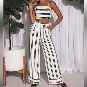 Coastal Living Black and White Striped Two-Piece Jumpsuit